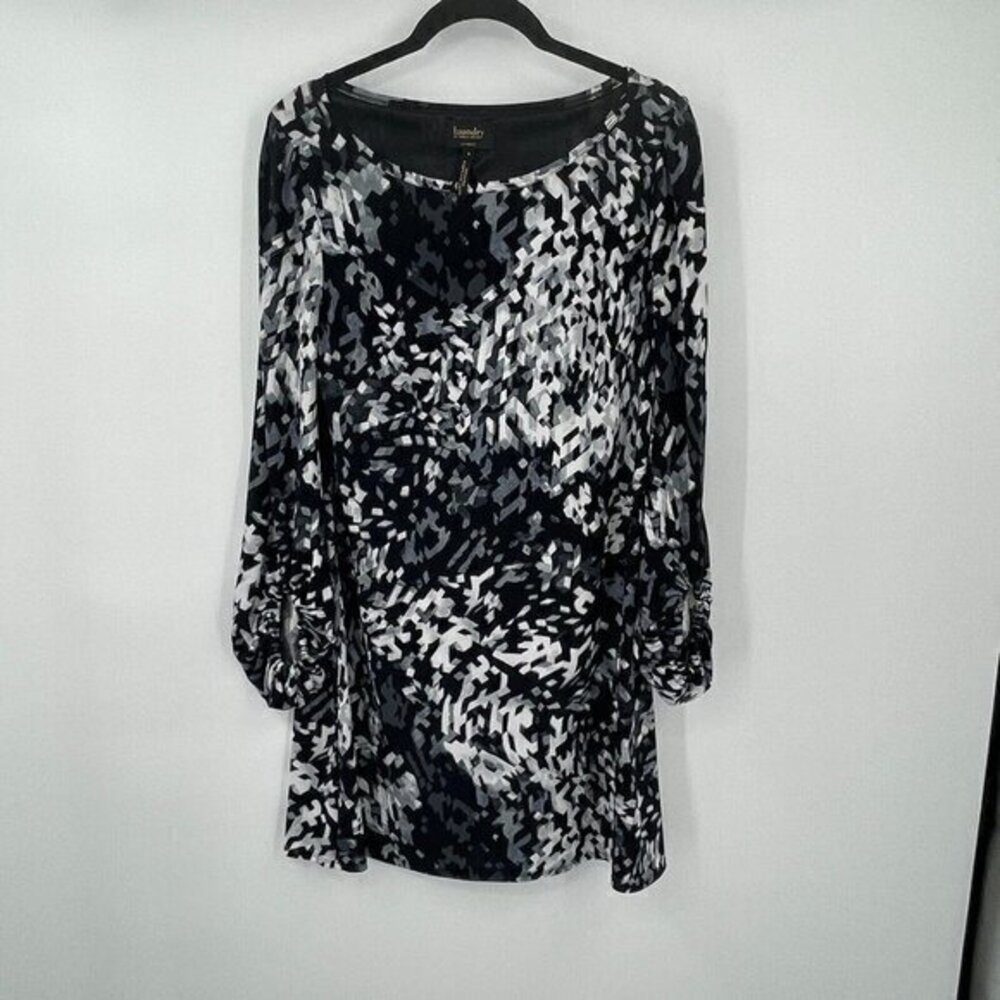 Laundry by Shelli Segal Womens Dress 6 Short Black White Floral Sheath Classic